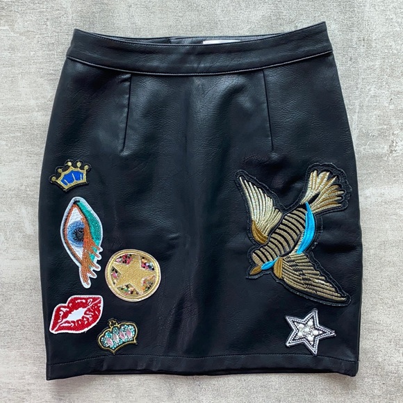 Sunset + Spring Dresses & Skirts - Sunset + Spring Faux Leather Patch Skirt